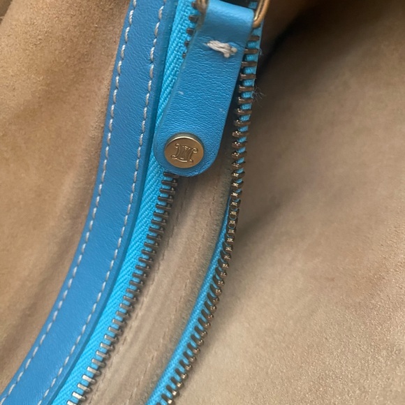 Celine,leather and suede Tiffany/robinsegg blue Boogie bag/tote/crossbody.$2700. - Picture 7 of 12